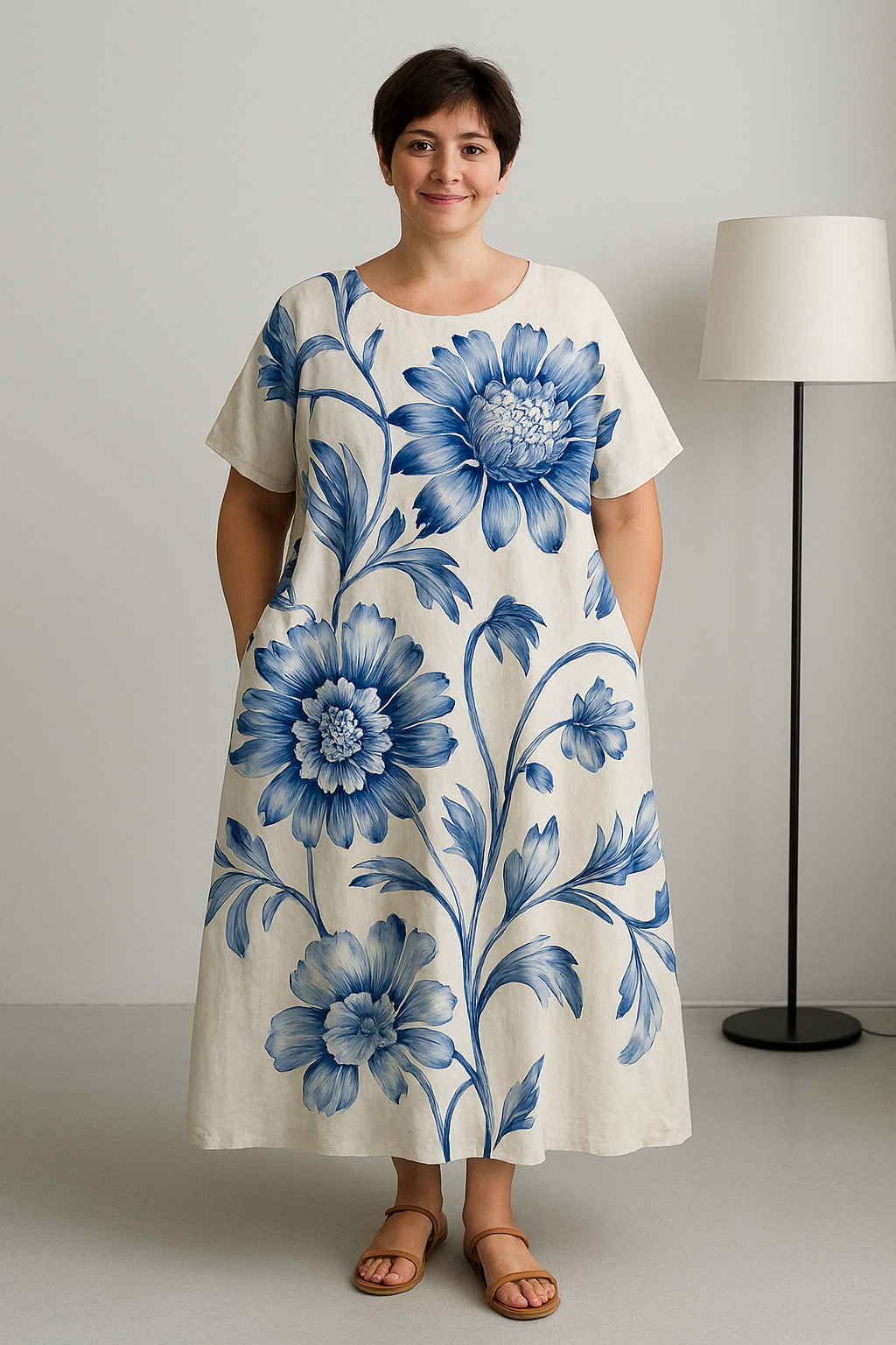 Lucia - Printed Tummy Covering Midi Dress