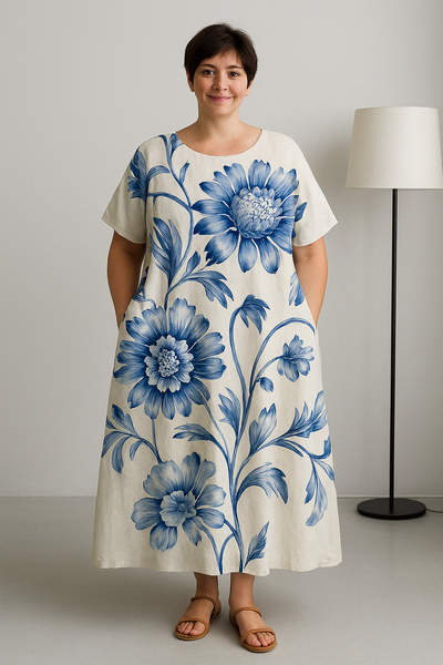 Lucia - Printed Tummy Covering Midi Dress