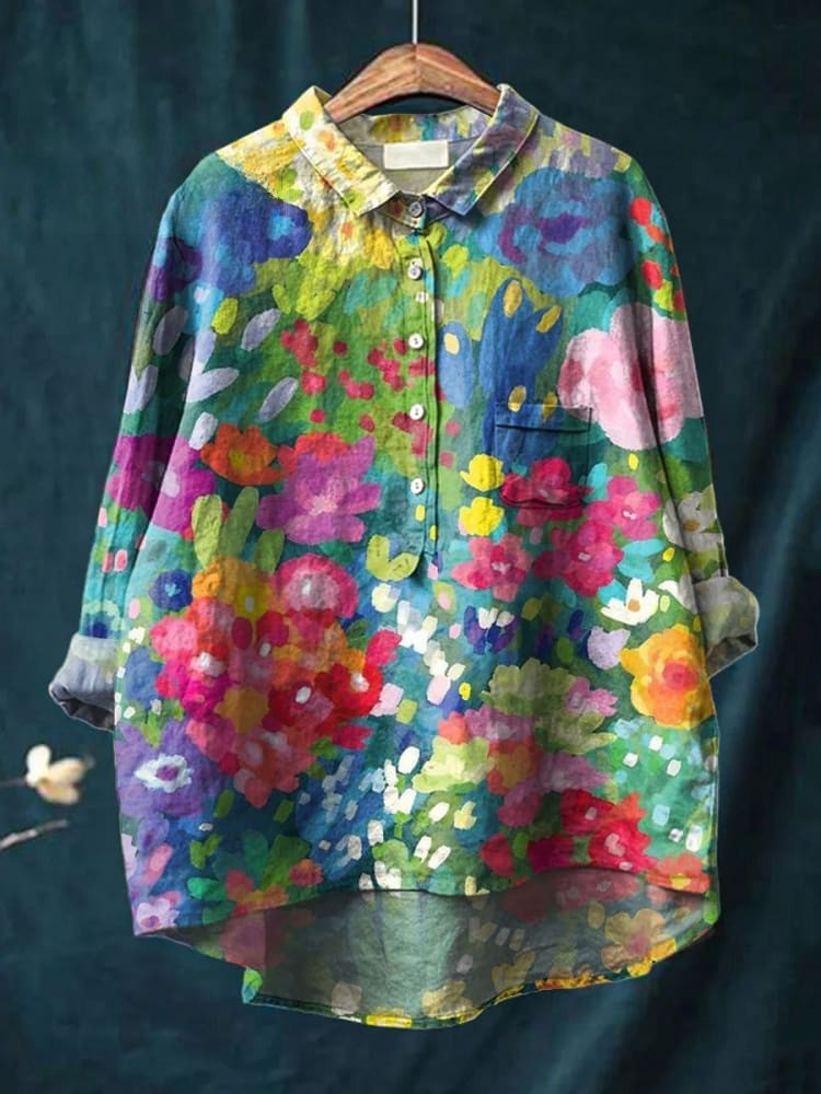 Maria - Chic Vintage Floral Print Shirt