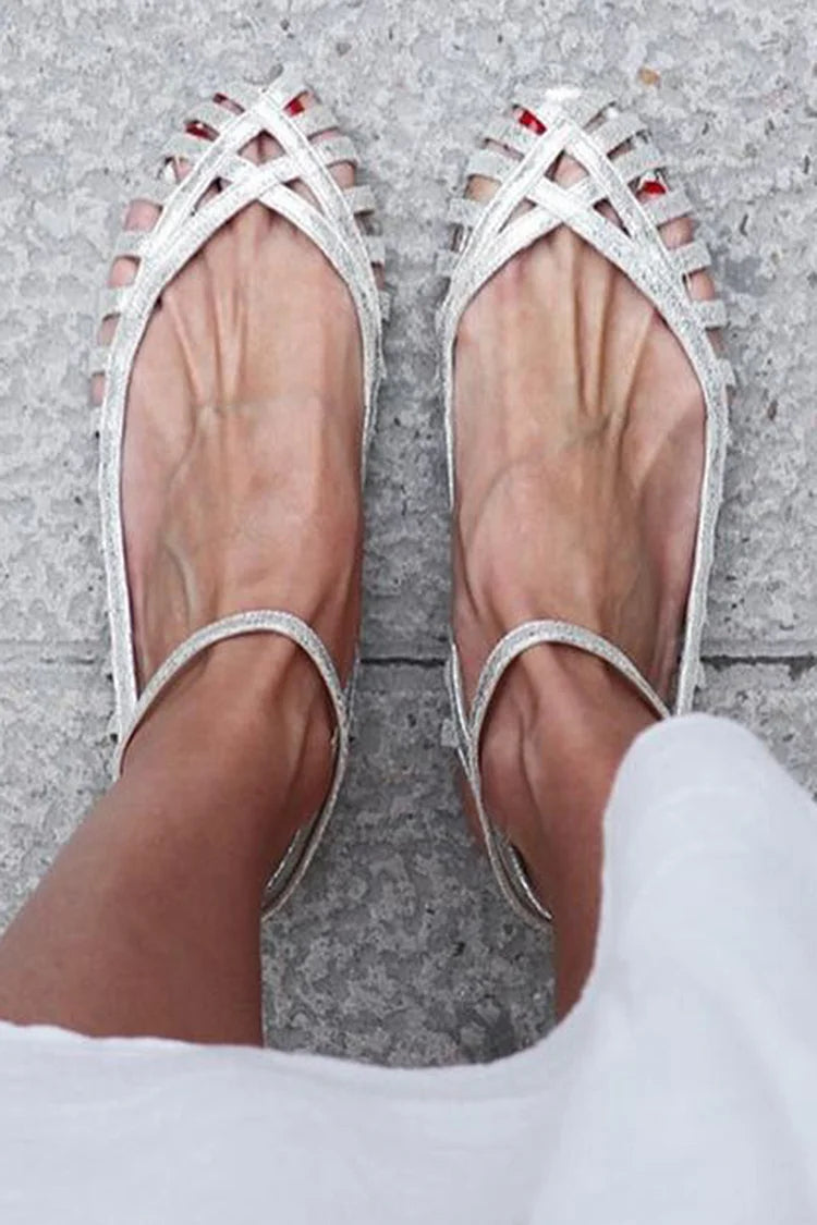 GIADA| Elegant woven ballerina with ankle strap for a sophisticated style