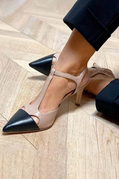 MIRELLA | Elegant Pointed Toe Two-Tone Pump for a Sophisticated Style