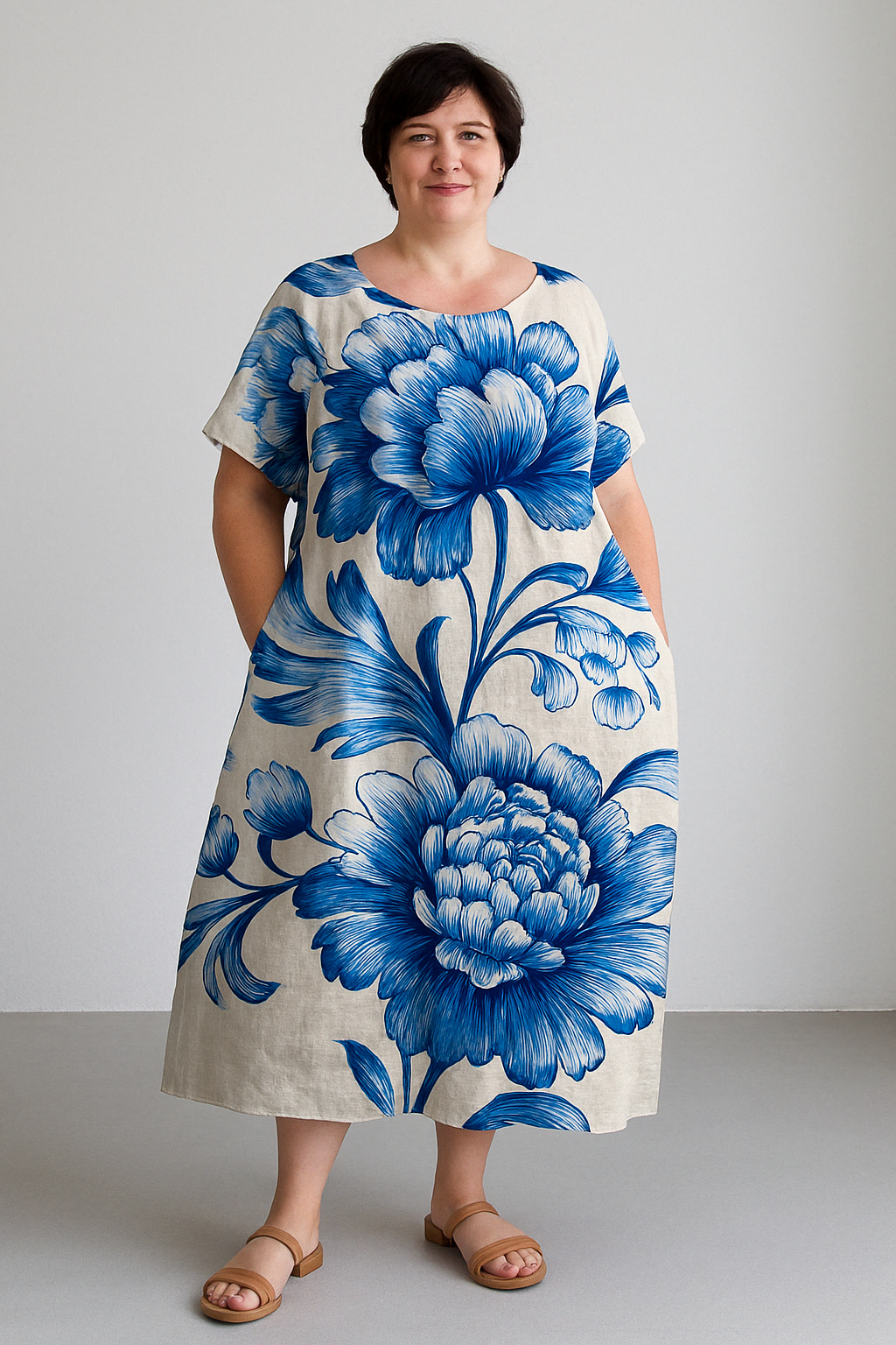 Lucia - Printed Tummy Covering Midi Dress