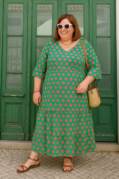 Sofia - Floral Tummy Covering Tiered Dress