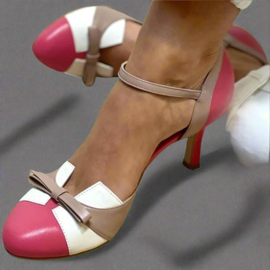 LUCINDA | Elegant color block décolleté with a pretty ribbon embellishment