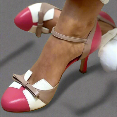 LUCINDA | Elegant color block décolleté with a pretty ribbon embellishment