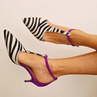 ISABELLA | Elegant zebra print décolleté with refined purple heel