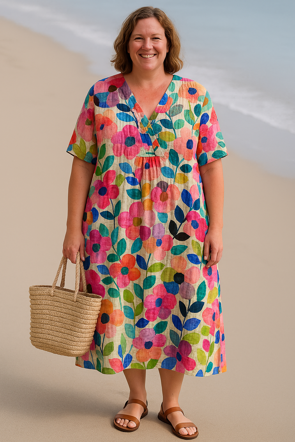 Rosa - Floral Tummy Covering Everyday Dress