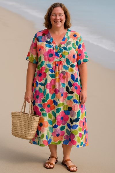 Rosa - Floral Tummy Covering Everyday Dress