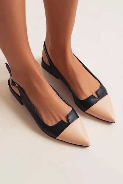 VITTORIA | Elegant ballet flats with a pointed toe and bicolor details for a refined style