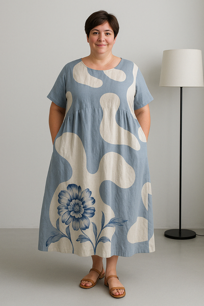 Lucia - Printed Tummy Covering Midi Dress