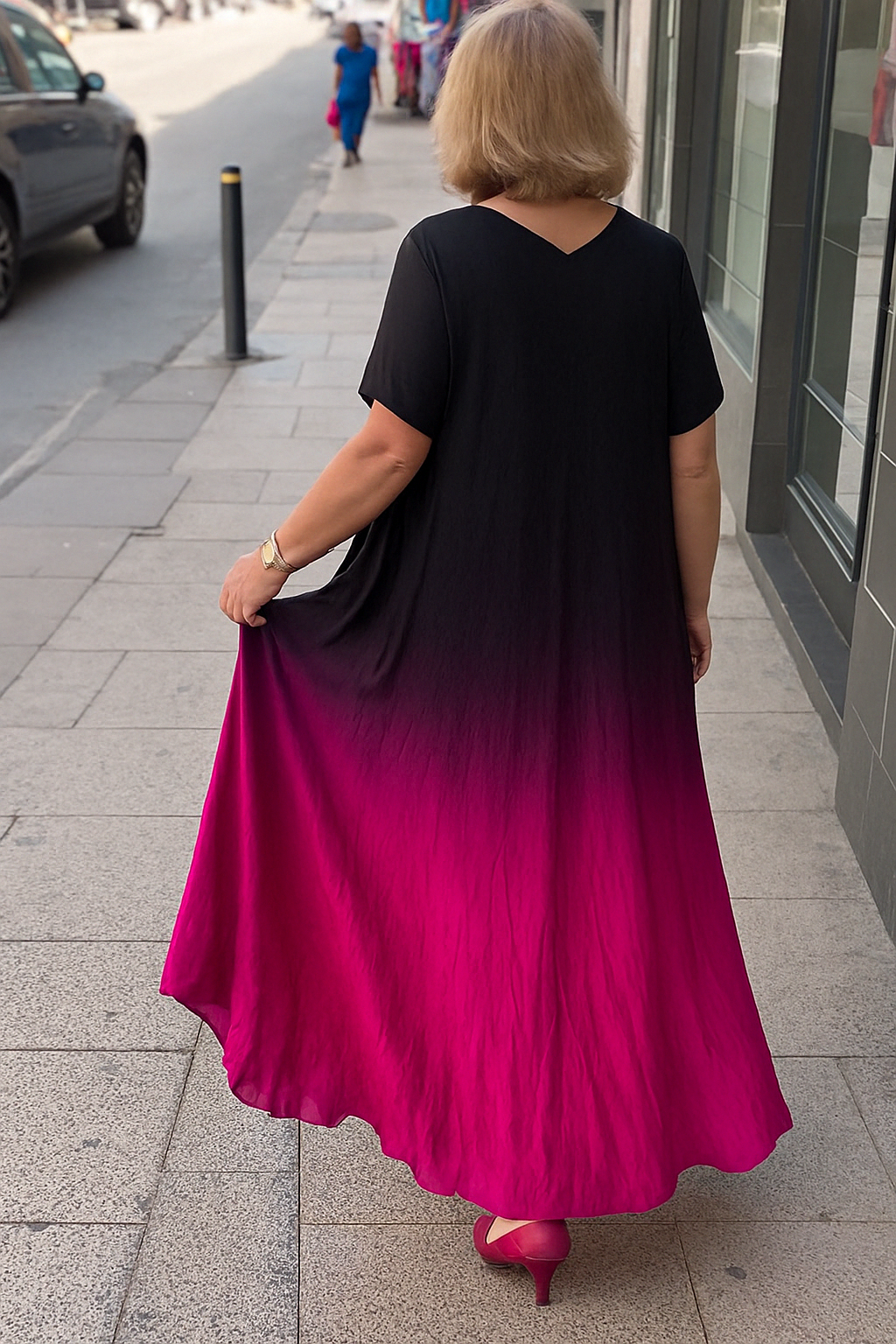 Alina - Gradient Tummy Covering Midi Dress