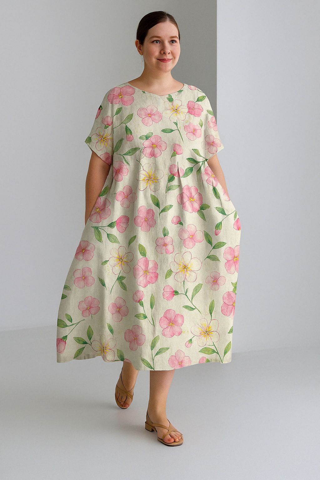 Lucia - Printed Tummy Covering Midi Dress