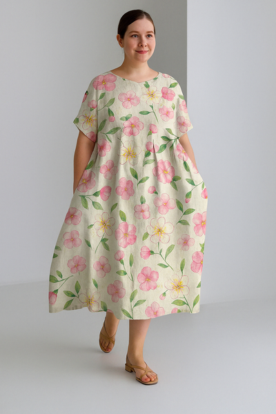 Lucia - Printed Tummy Covering Midi Dress