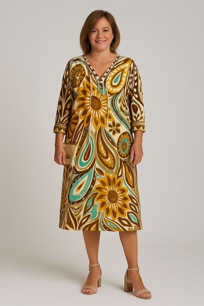 Valentina - Retro Tummy Covering Midi Dress