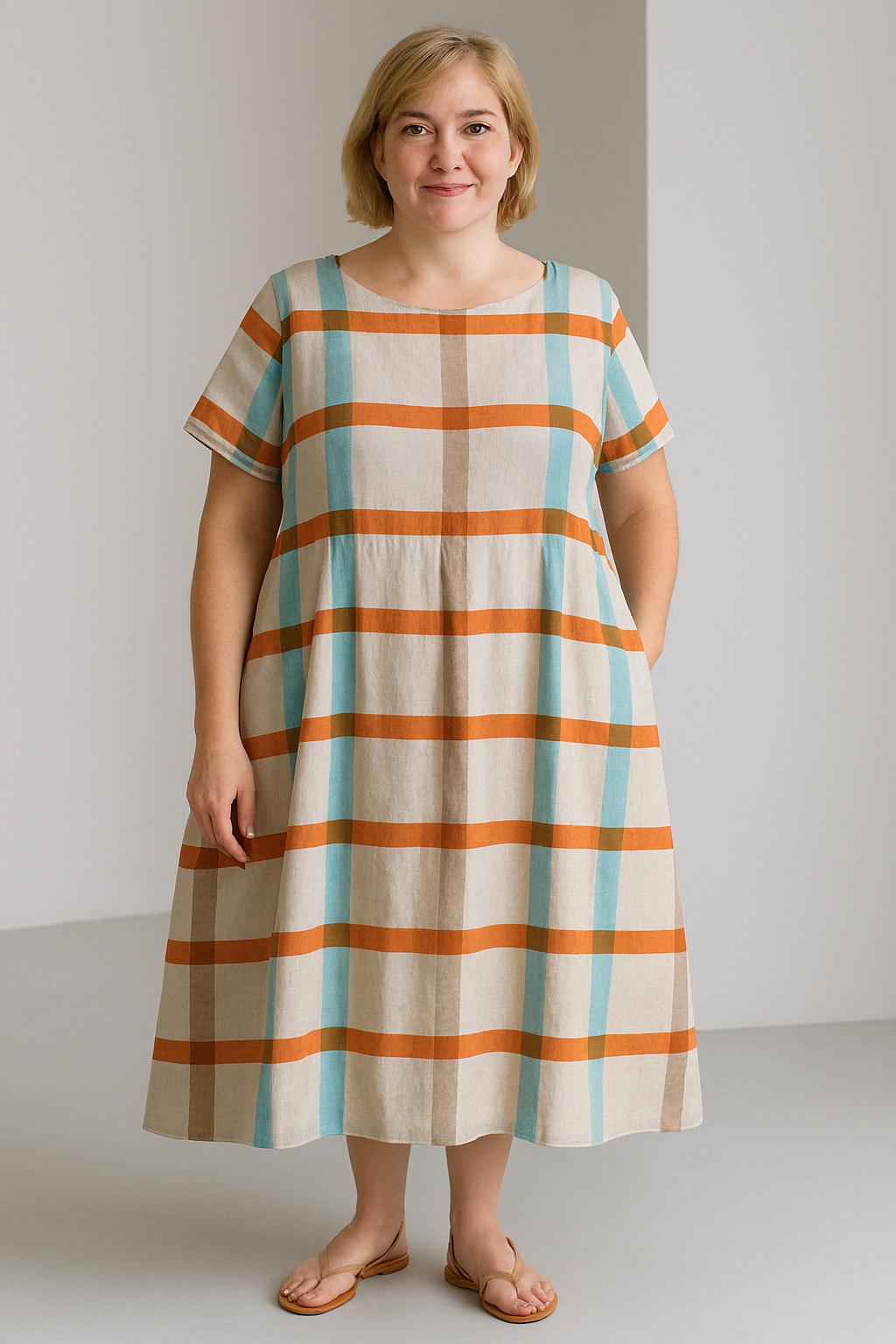 Lucia - Printed Tummy Covering Midi Dress