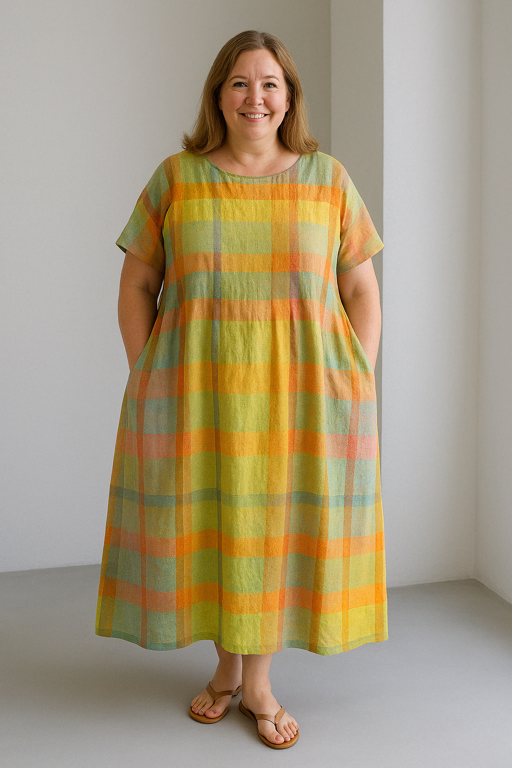 Lucia - Printed Tummy Covering Midi Dress