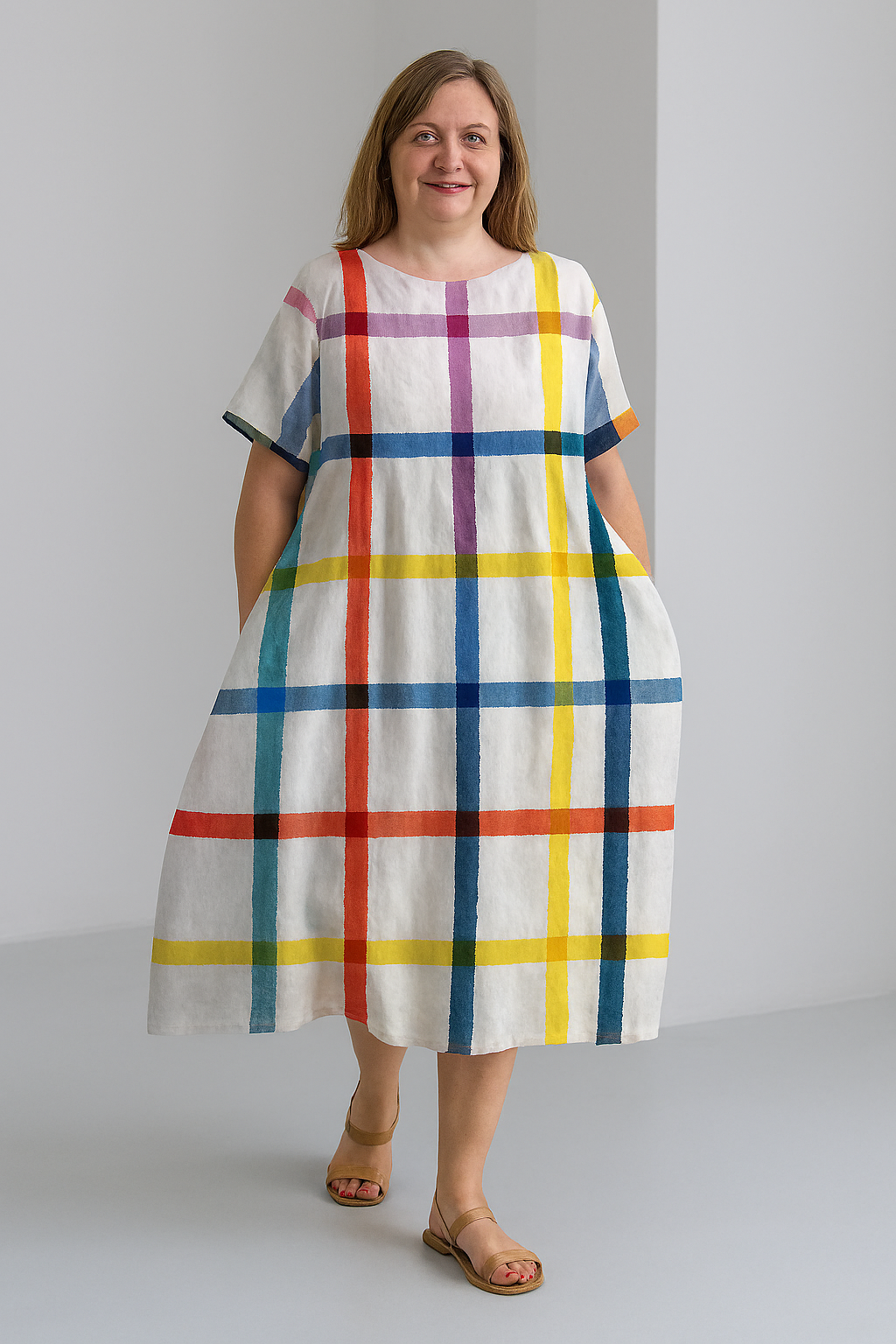 Lucia - Printed Tummy Covering Midi Dress