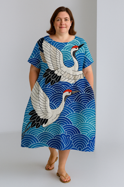 Lucia - Printed Tummy Covering Midi Dress