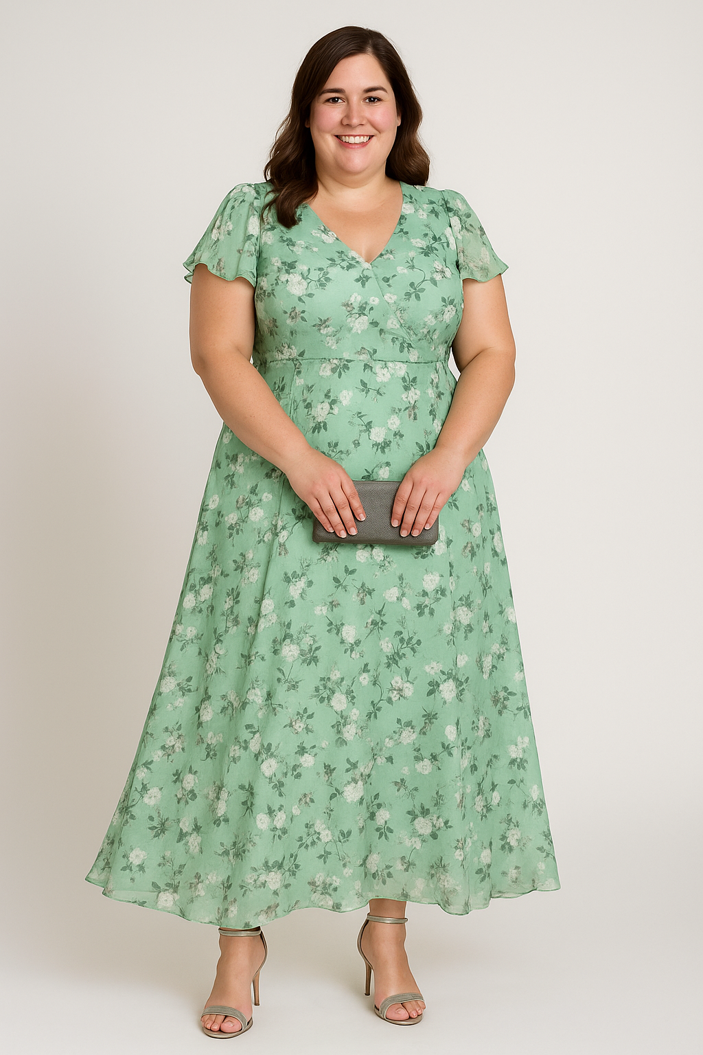 Julieta - Floral V-Neck Tummy Covering Dress