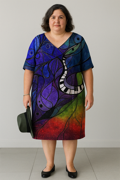 Eliza - Floral Tummy Covering Knee-Length Dress