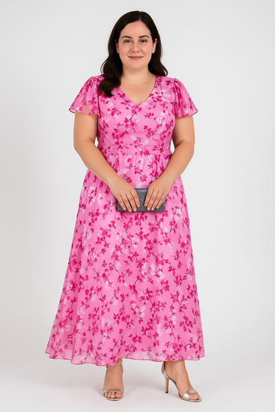 Julieta - Floral V-Neck Tummy Covering Dress