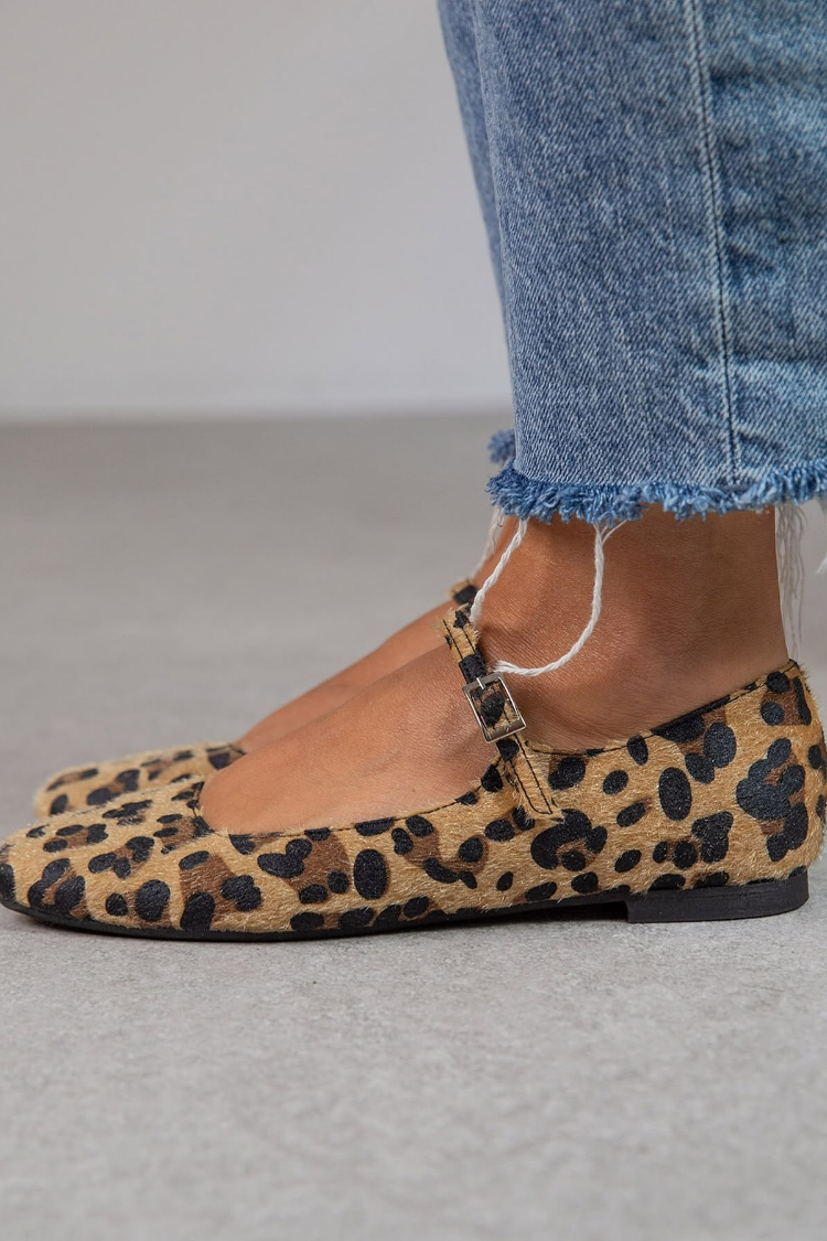 MILA Mary Jane Ballerina Animal Print – Elegant and Trendy Style