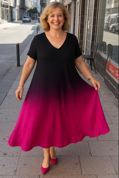 Alina - Gradient Tummy Covering Midi Dress