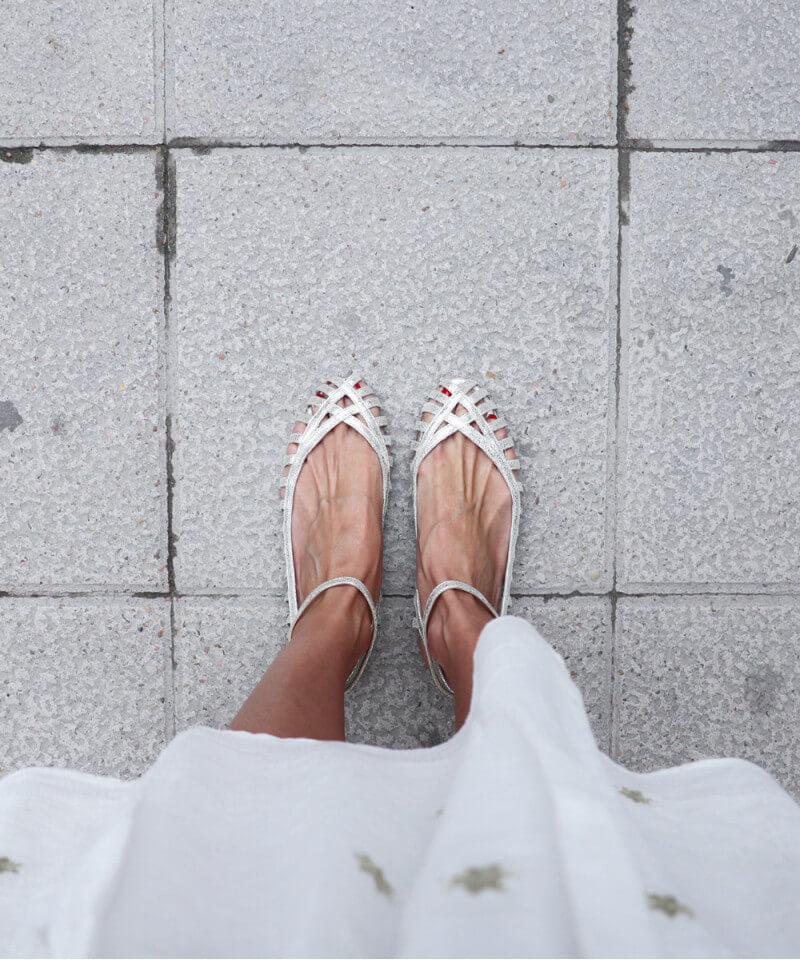 GIADA| Elegant woven ballerina with ankle strap for a sophisticated style