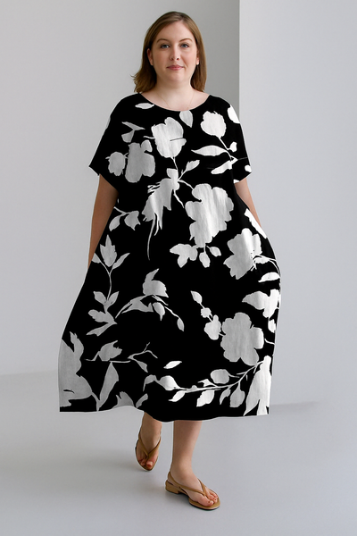 Lucia - Printed Tummy Covering Midi Dress