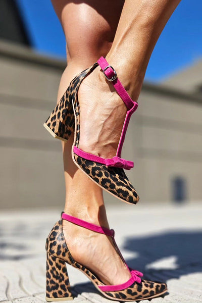 Beauu™ | Elegant Sandals with Green Leopard Print and Eye-Catching Color Details