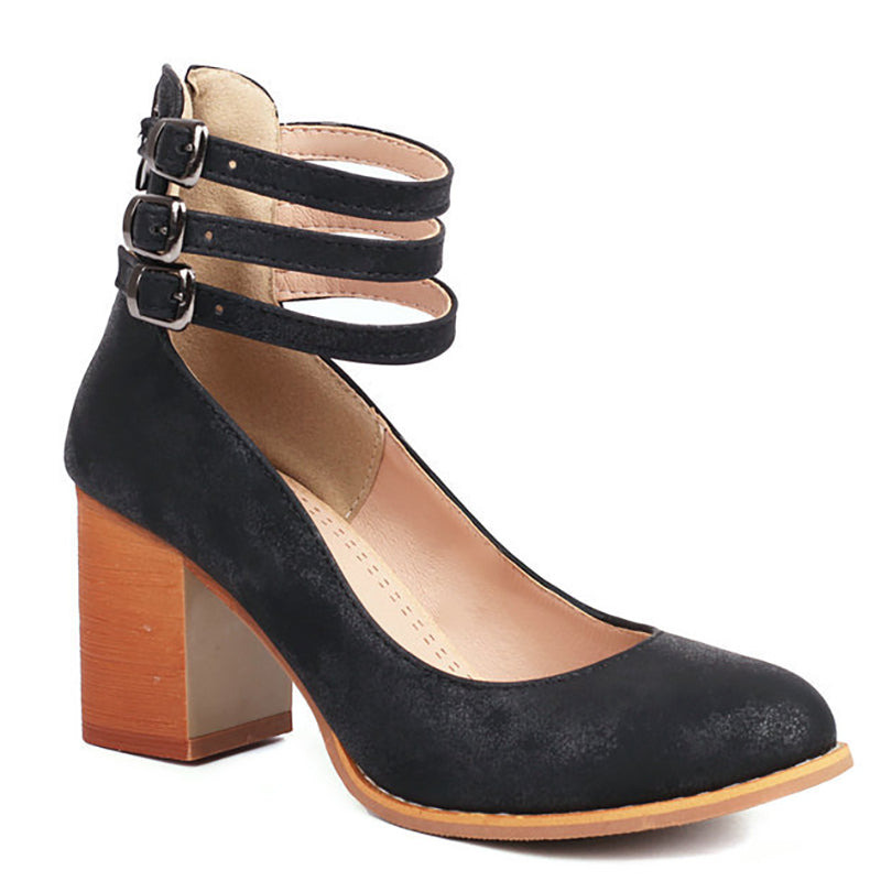 Caa™ | Elegant smooth sandals with ankle strap and chunky heel for a sophisticated look