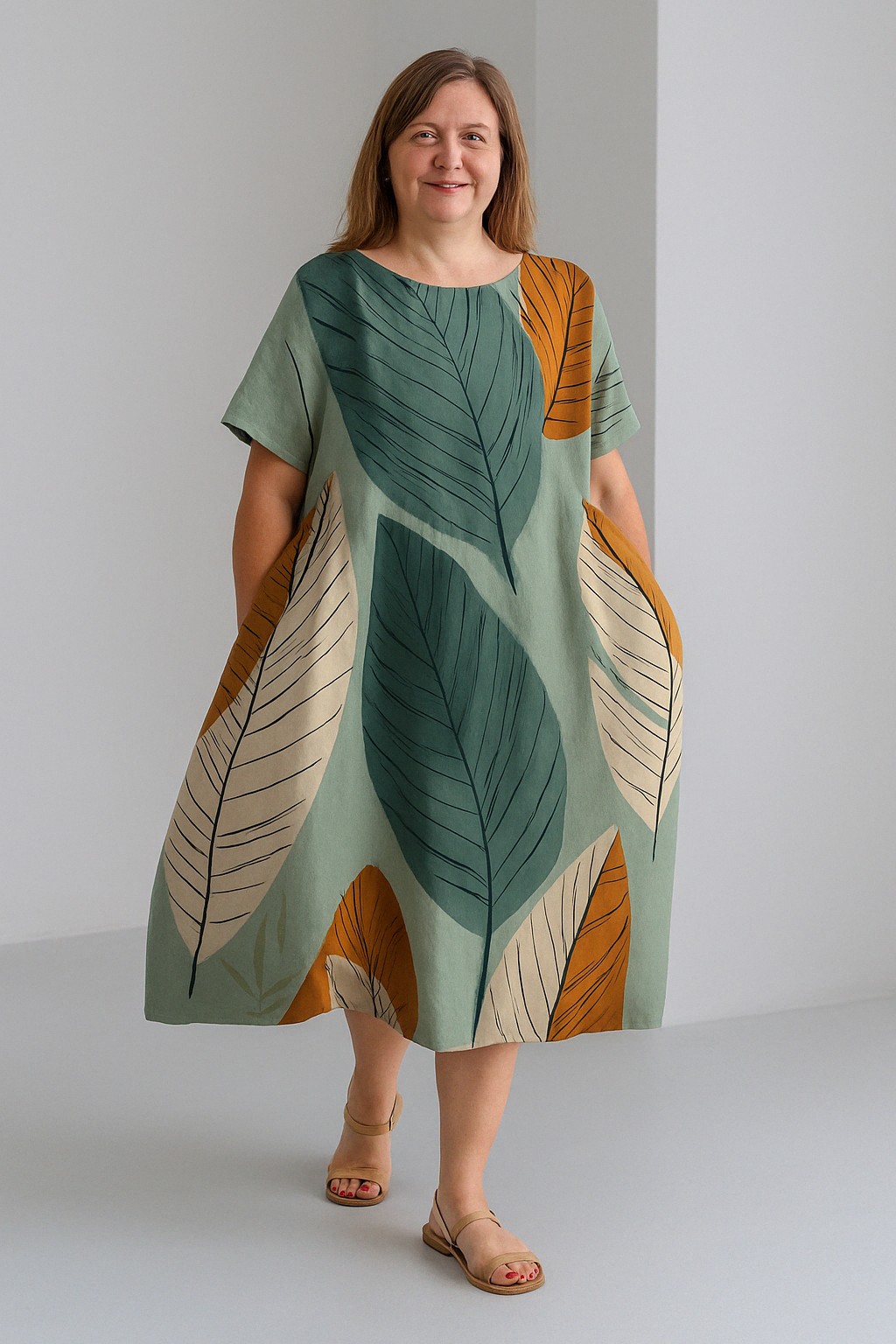 Lucia - Printed Tummy Covering Midi Dress
