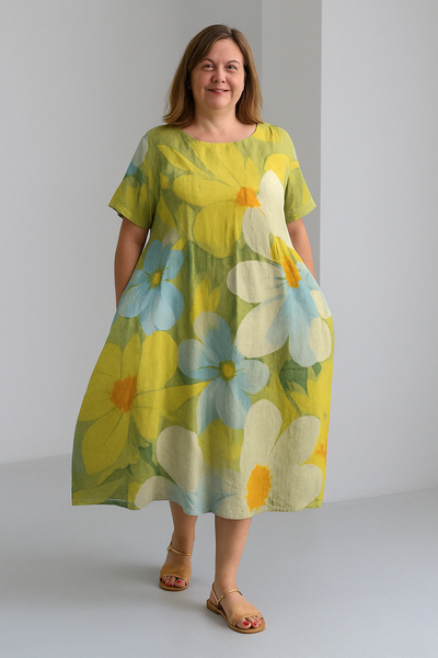Lucia - Printed Tummy Covering Midi Dress