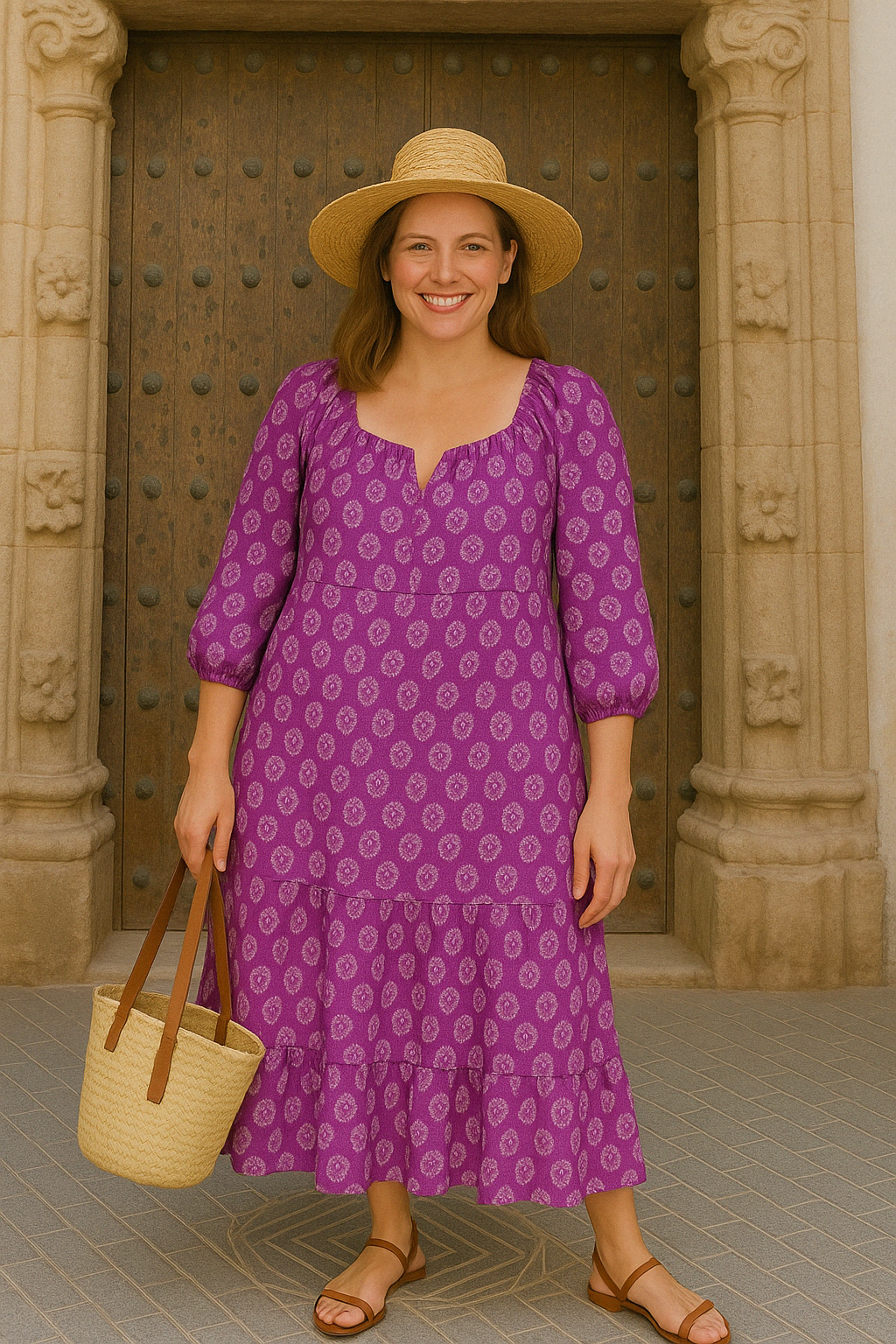 Sofia - Floral Tummy Covering Tiered Dress