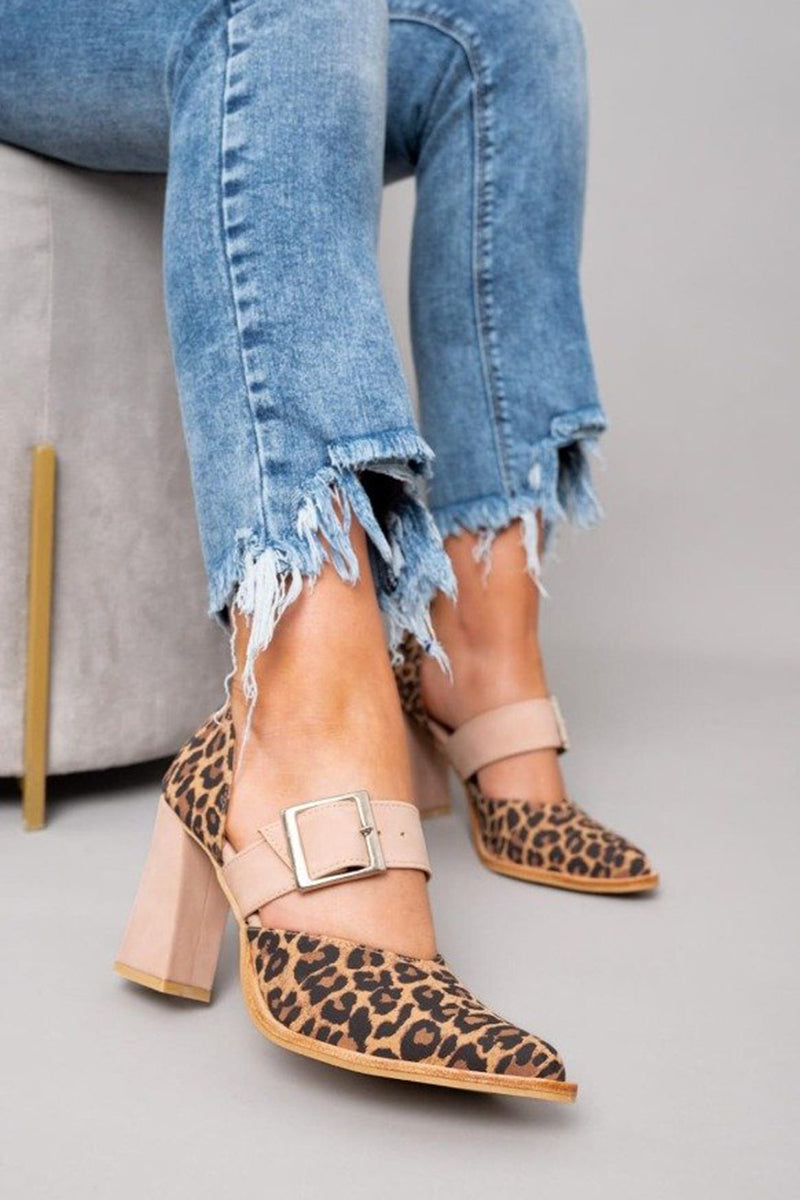 Avano™ | Elegant leopard print suede sandals with a stable heel and superior comfort